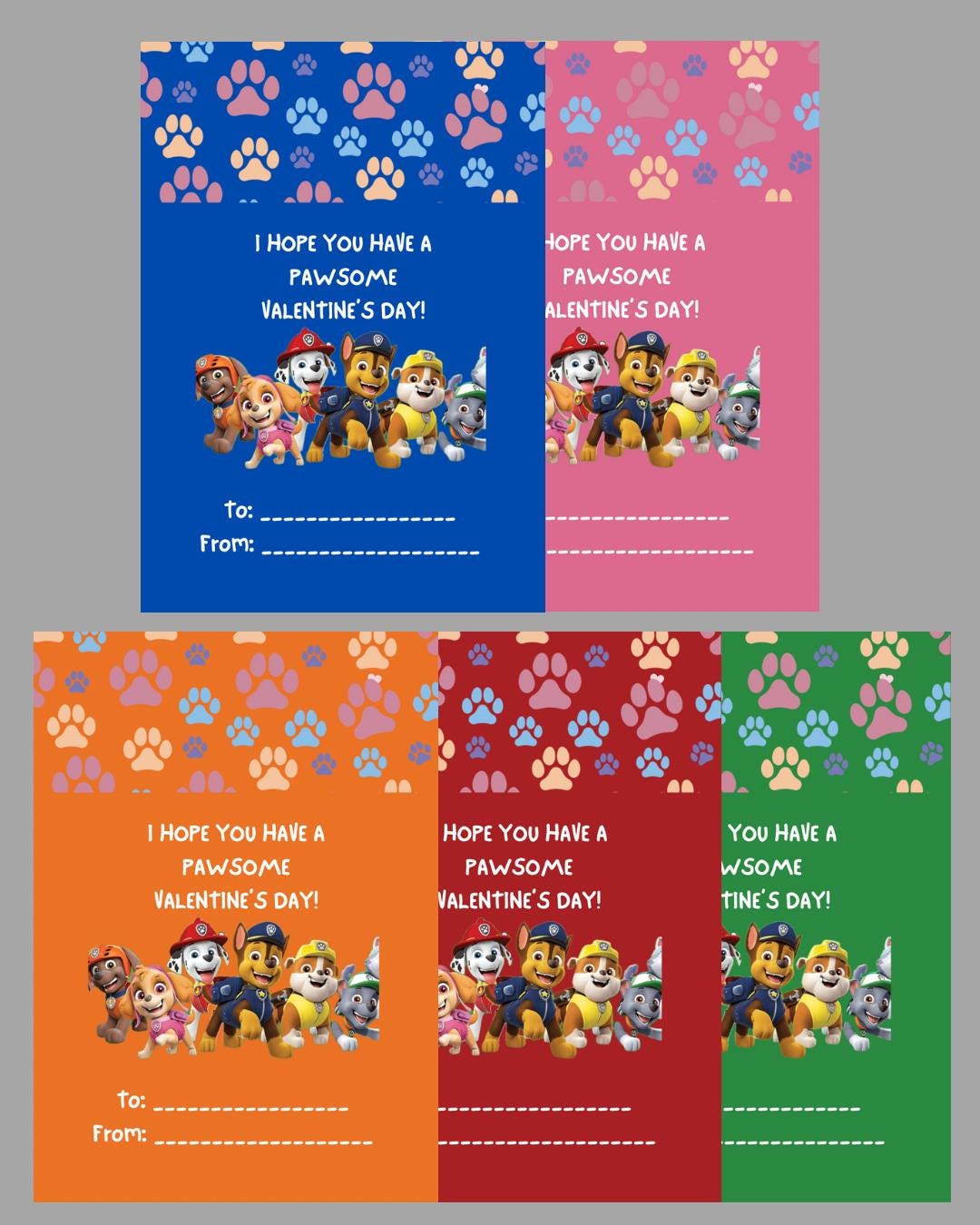 Paw Patrol Valentine’s Printable - Etsy