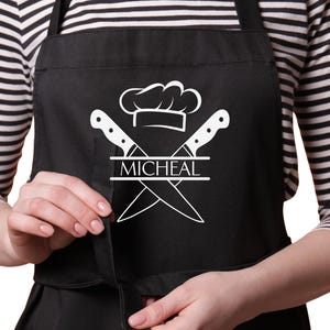 Personalized Bar Apron, Canvas Workshop Apron, Custom Gift for Him, Embroidered Kitchen Apron, Barbeque Apron, Bartender Apron