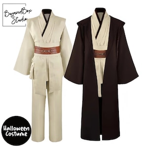 Obi Wan Kenobi Men&#39;s Costume, Robe Adult Male, Jedi Knight Tunic Costume, Hooded Uniform Full Set, Halloween Cosplay Cloak, Star War Gifts
