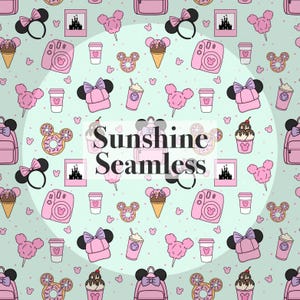Magical Mouse seamless file, Happiest Place seamless, Mouse seamless file,Digital PNG File