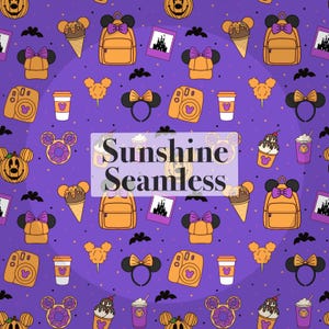 Magical Halloween seamless file, Happiest Place seamless, Halloween Mouse seamless file,Digital PNG File