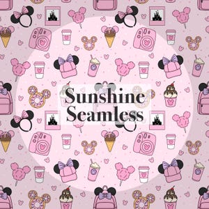 Magical Mouse seamless file, Happiest Place seamless, Mouse seamless file,Digital PNG File