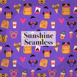 Magical Halloween seamless file, Happiest Place seamless, Halloween Mouse seamless file,Digital PNG File