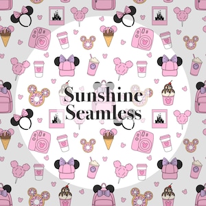 Magical Mouse seamless file, Happiest Place seamless, Mouse seamless file,Digital PNG File