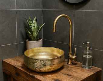 Lavandino da bagno in ottone martellato fatto a mano - Lavandino da bagno in oro marocchino