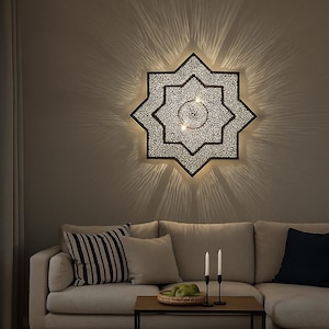 Handmade Moroccan Star Wall Lamp: Brass Shadow Light - Khatem Design