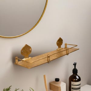 Handmade Hammered Solid Brass Floating Shelf: Home Decor