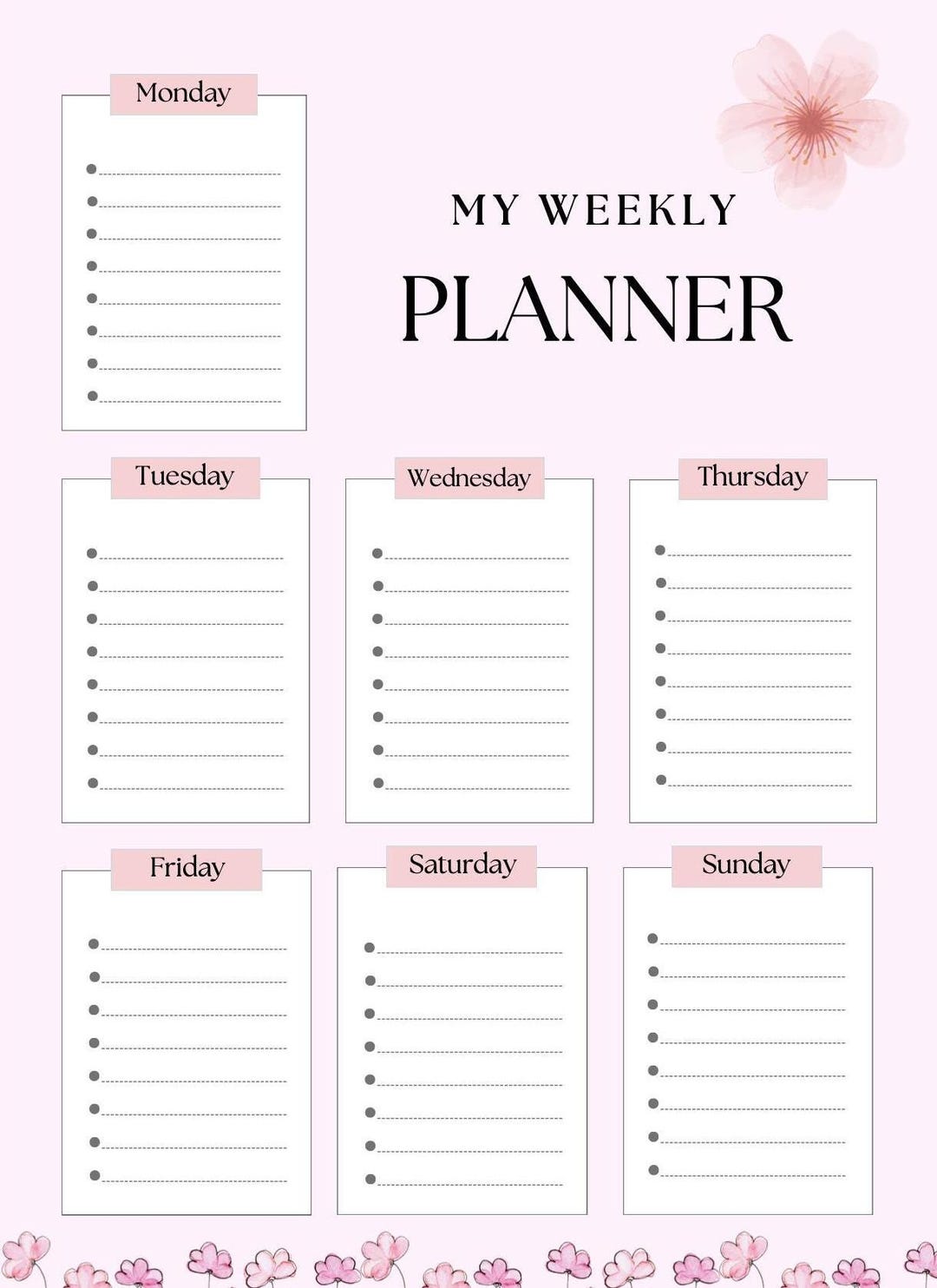 Reusable Weekly Planner - Floral Pink - Etsy