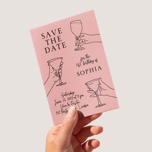 Editable Birthday Party Invitation, Hand Drawn Scribble Cocktail Invitation, 30th, 40th, 50th, Birthday Invite, Printable Canva Template