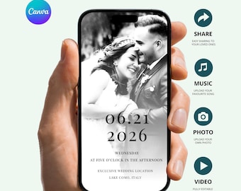 Animated Wedding Invitation Video ! Editable Canva Template (Digital Download)