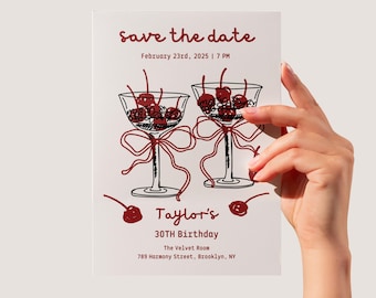 Plantilla elegante de invitación de cumpleaños para cóctel (descarga digital)