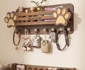 Custom Dog Leash Holder for Wall, Personalized Pet Leash Hanger with Shelf, Wooden Dog Walking Station, Dog Paw Key Rack, Dog Mom Gift product logo