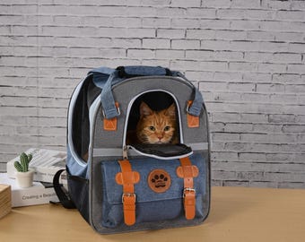 Personalized Oxford Pet Bag, Pet Backpack Travel Bag, New Puppy Gift, Pet Birthday Gift, Custom Training Bag, Gift For a Cat Lovers