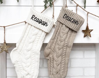 Personalized Family Christmas Stockings, Personalized Knit Stockings, Xmas Family Gifts, Holiday Decor, Personalized Christmas Stockings