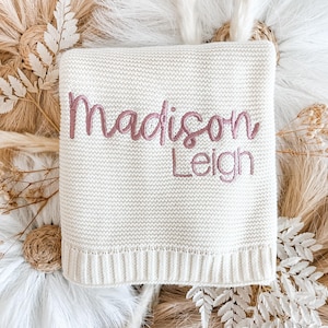 Soft Baby Name Blanket, Embroidered Baby Name, Cotton Baby Blanket, Personalized Baby Blanket, Newborn Name Blankie, Infant Girl Blanket