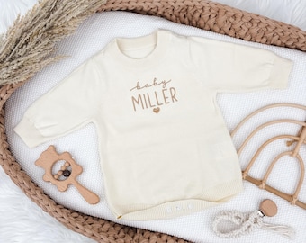 Keepsake Pregnancy Announcement Outfit, Personalized Newborn Name Sweater Romper, Baby Infant Name, Baby Announcement, 100% Cotton