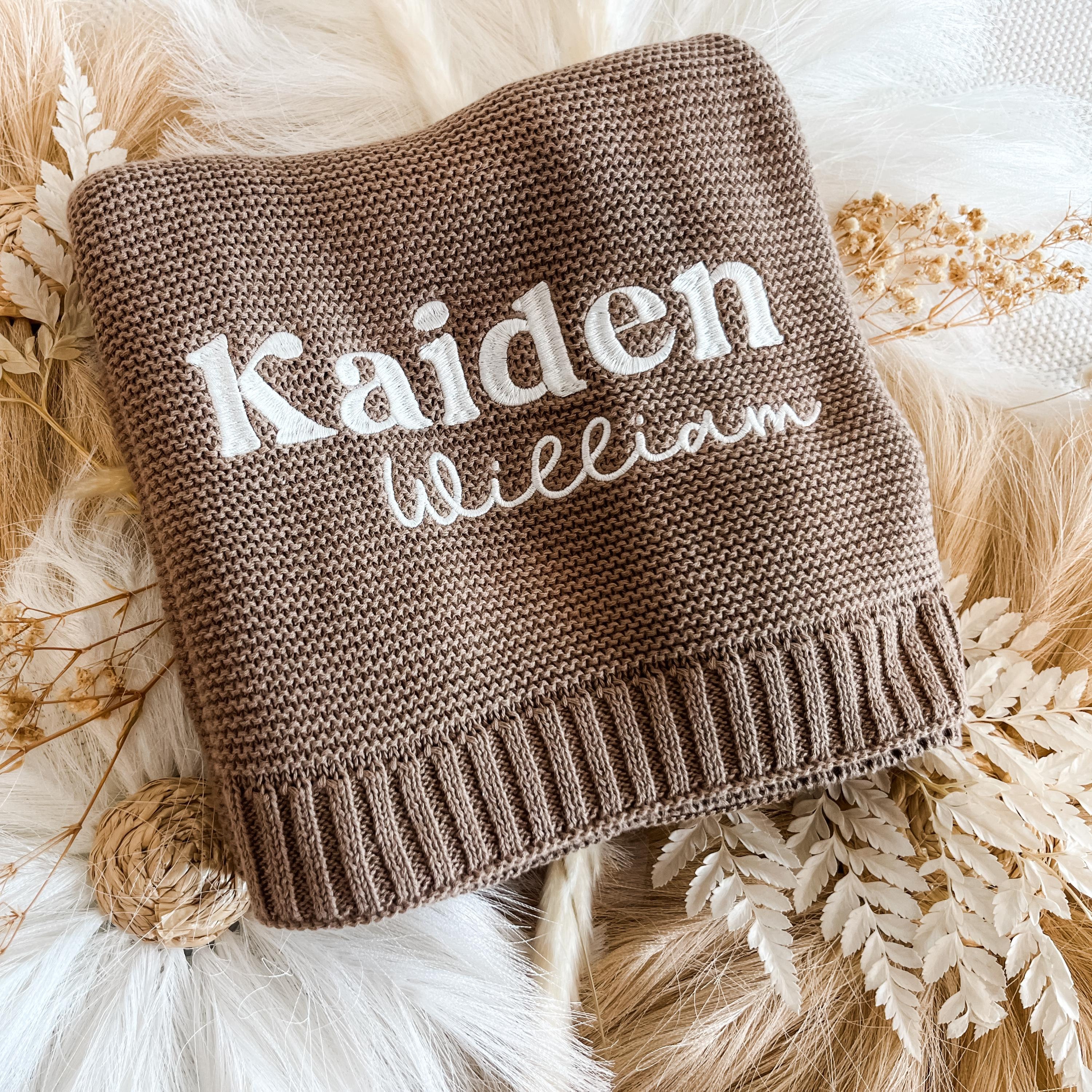 Personalized Knitted Baby Blanket, Embroidered Baby Blanket, Baby Name Blanket, Soft Cotton Baby Blanket, Newborn Gifts, Baby Keepsake Gift