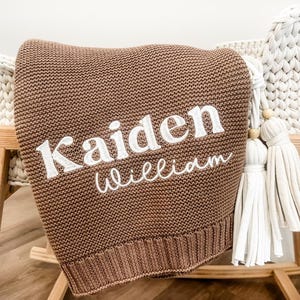 Personalized Knitted Baby Blanket, Embroidered Baby Blanket, Baby Name Blanket, Soft Cotton Baby Blanket, Newborn Gifts, Baby Keepsake Gift
