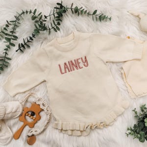 Keepsake Embroidered Knit Oversized Sweater Romper, Personalized Newborn Name Sweater Romper, Baby Infant Name, Embroidered Newborn Sweater