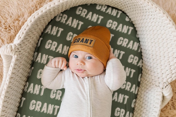 Personalized Baby Beanie, Baby Name Swaddle, Newborn Name Beanie, Baby Name Hat, Hat and Swaddle for Newborn, Baby Hat and Swaddle