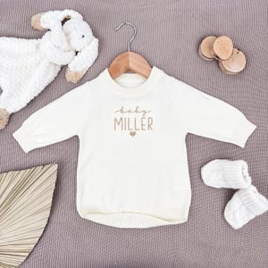 Keepsake Pregnancy Announcement Outfit, Personalized Newborn Name Sweater Romper, Baby Infant Name, Baby Announcement, 100% Cotton
