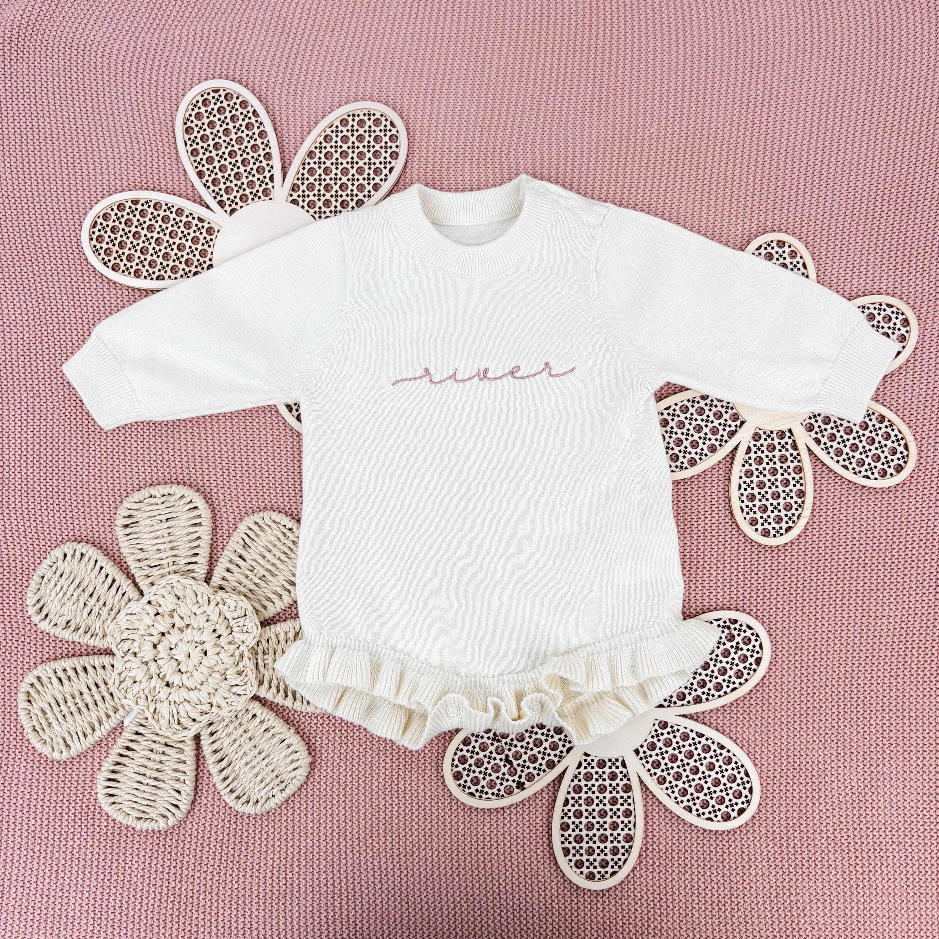 Embroidered Baby Romper, Embroidered Cotton Romper, Knit Baby Outfit, Newborn Personalized, Baby Gift, Baby Girl Blanket, Baby Name Outfit