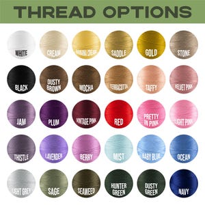 a collection of 24 different thread colors, each with a corresponding label, arranged in a grid format.