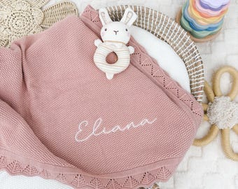 Embroidered Baby Name Blanket, Soft Newborn Blanket, Knitted Baby Name Blanket, Personalized Baby Gift, Girl Baby Blanket, Baby Shower Gift