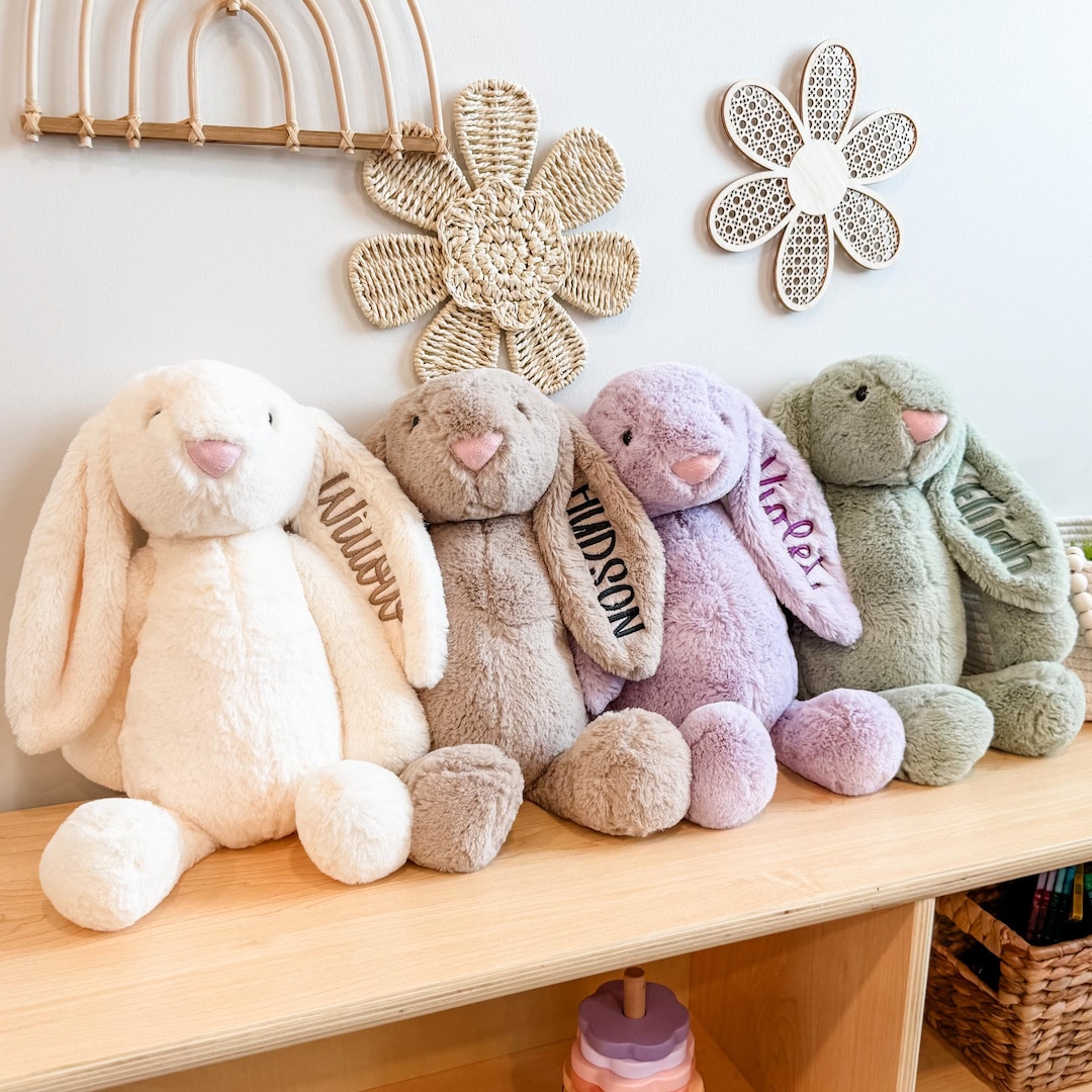 Toddler Bunny Gift With Embroidered Name — Personalized Plush Stuffed ...