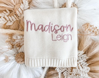 Soft Baby Name Blanket, Embroidered Baby Name, Cotton Baby Blanket, Personalized Baby Blanket, Newborn Name Blankie, Infant Girl Blanket