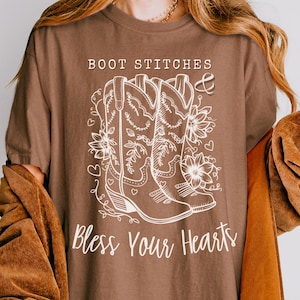 Funny Cowgirl Shirt | Ladies Western T-Shirt | Cowgirl Boots Comfort Colors Tee | Bless Your Heart Crewneck | Sarcastic Gift for Her | Boots