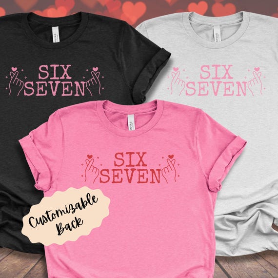 Personalized 67 Valentine Shirt | Cutecore | Custom Name Six Seven Tee | Kpop Heart Fingers | 6 7 T-Shirt | Birthday Gift for Her