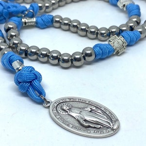 Miraculous Medal of Mary Paracord Rosary, Catholic Paracord Rosary, Catholic Miraculous Medal of Mary Rosary, Blue Paracord Catholic Rosary
