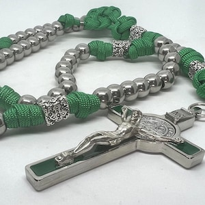 St. Patrick’s Day Rosary, Catholic Paracord Rosary, Catholic St. Patrick’s Green Paracord Rosary, Green Paracord Catholic Rosary