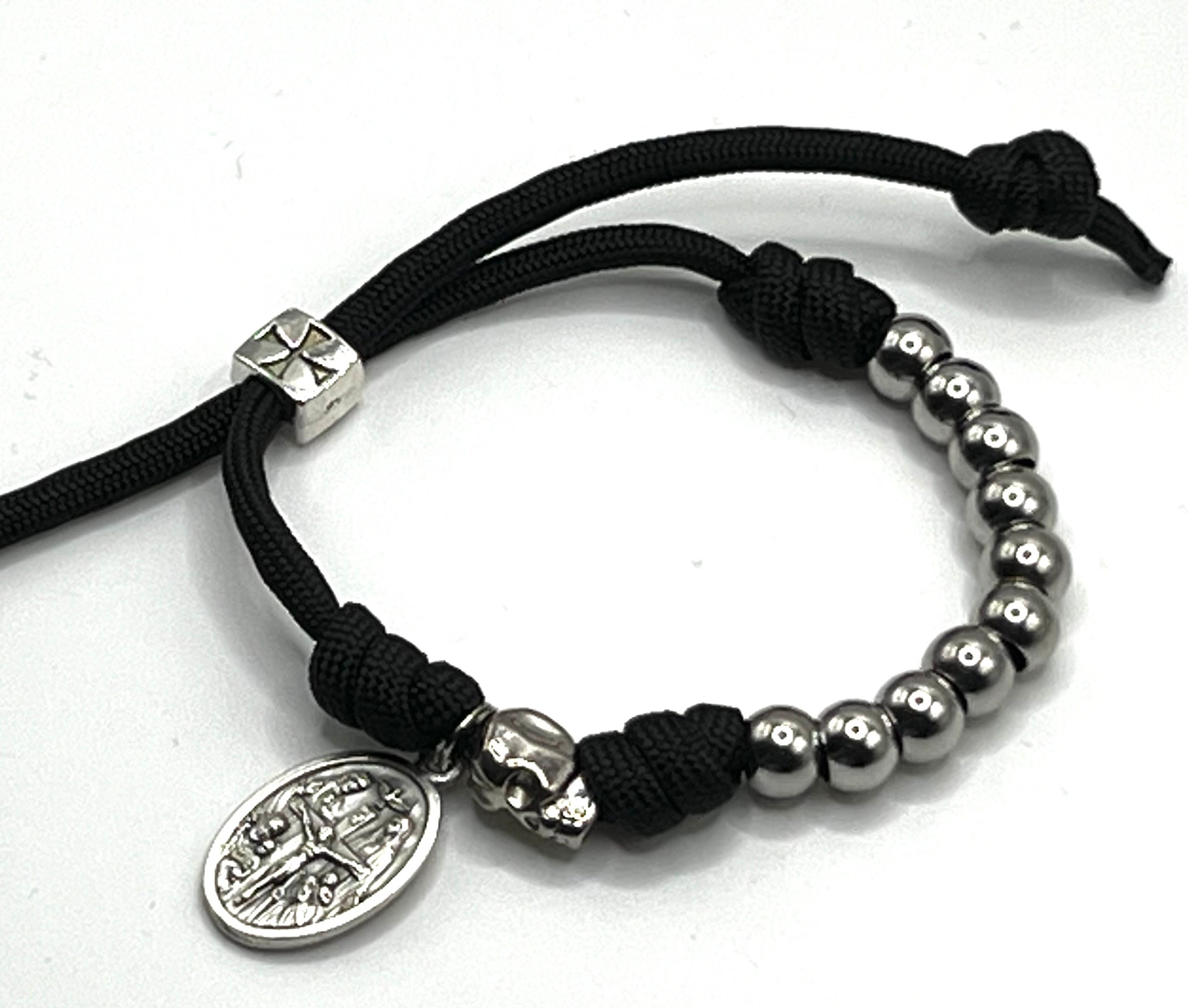 Camo Memento Mori Paracord Rosary Bracelet, Mementos Mori Camo