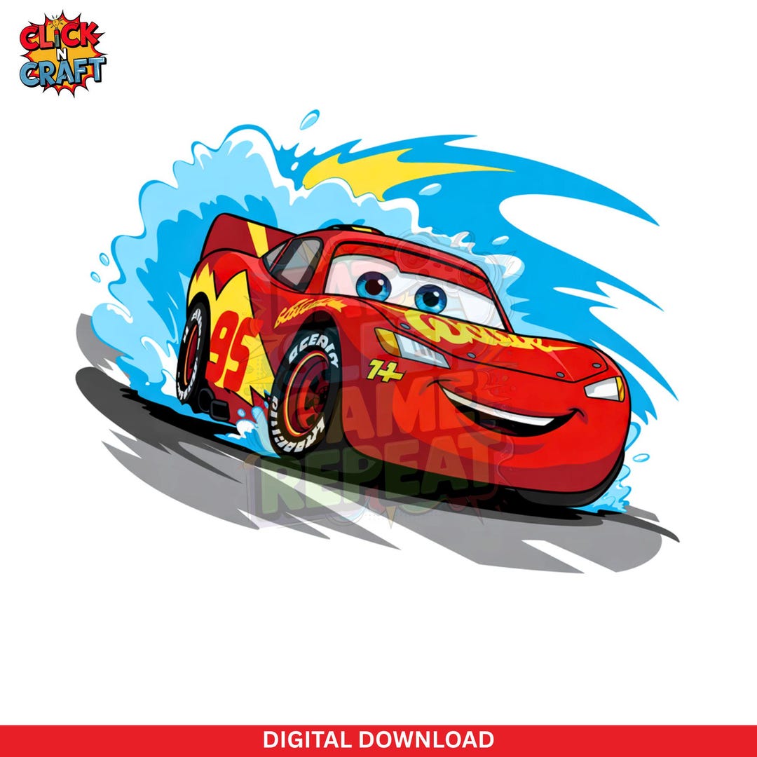 Red Race Car PNG | Cartoon Lightning Car Clipart | Kids Racing Digital ...