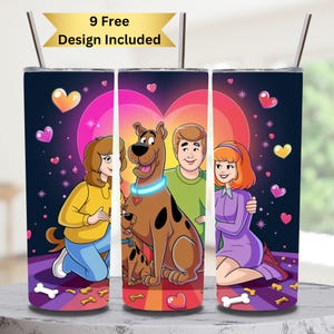Cartoon Mystery Gang Tumbler Wrap | 20oz Sublimation Tumbler PNG | Mystery Dog Inspired Design | Skinny Tumbler Wrap | Digital Download