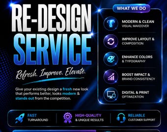 Graphic Design Redesign Service | Logo, Social Media, Branding Refresh, Modern Clean Upgrade, Professional Design Revamp