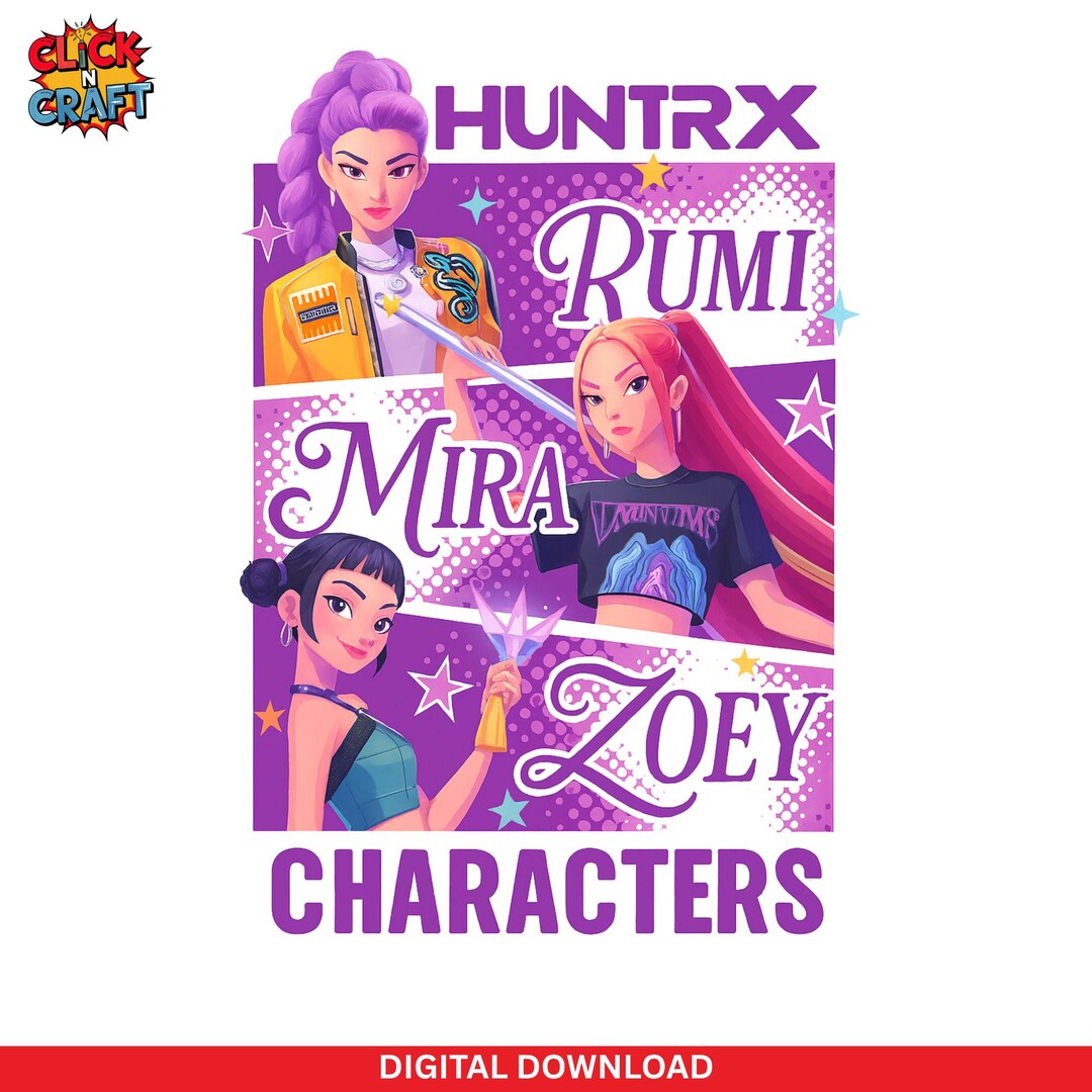 HUNTRX Rumi Mira Zoey Anime Style Digital Art Print | Girl Power Wall ...