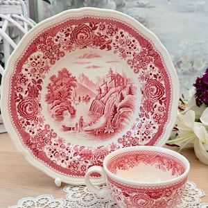 Villeroy & Boch Burgenland Rot – Tasse und Teller – Vintage Geschirr – Landhausstil