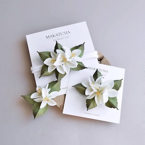 Philippine Jasmine, Wedding felt  flowers on hair clip or headband or brooch