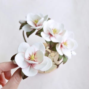 Magnolia flower hair clip or headband, Felt flowercrown