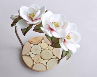 Magnolia flower crown, Felt Flowercrown, Flower hair Accessories