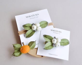 Christmas hair clips or headbands: Mistletoe and Clementine,  Christmas gift for todler, Stocking Stuffers for kids