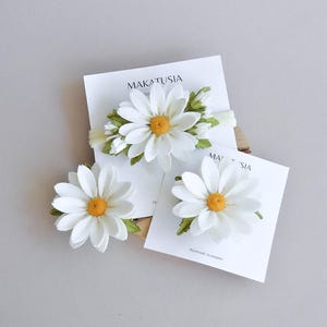 Daisy hair clip or headband, felt hair accessories, gift for girl