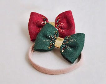 Christmas bows, Winter bows, Christmas hair accessories, Christmas gift, Stocking Stuffers for kids