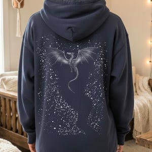 Celestial Dragon Sweatshirt or Hoodie, Back Print Constellation Dragon Fantasy Star Pullover Witchcore Gothic clothes Wizardcore Magic Gift