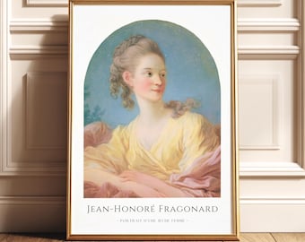 Fragonard Rococo Portrait: French Antique Art Print (Digital Download, PDF A4 Size)