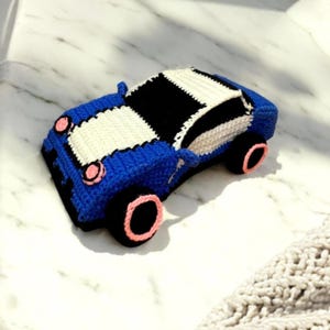 Tutorial de patrón de coche deportivo a crochet, coche de carreras amigurumi, patrón de manualidades para niños, juguete de ganchillo hecho a mano, hilo DIY, descarga digital en PDF.
