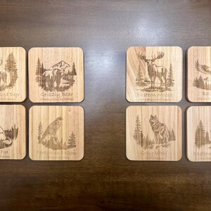 Engraved Wildlife Coasters - Set of 4 or 8